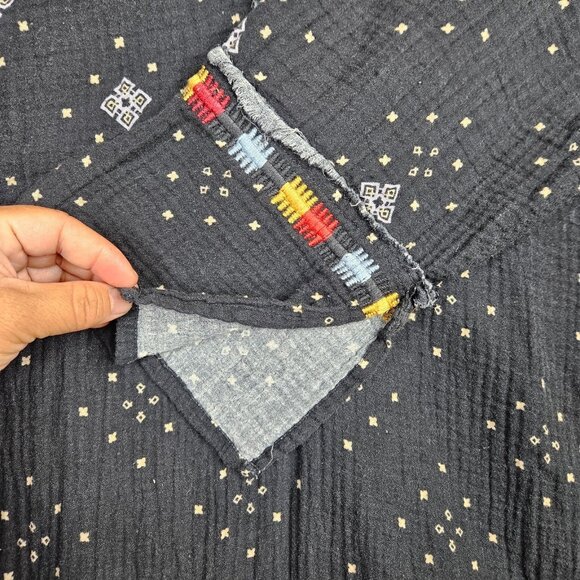 Johnny Was Pete & Greta Nazar Gauze Embroidered Black Blouse Size L - Picture 5 of 8